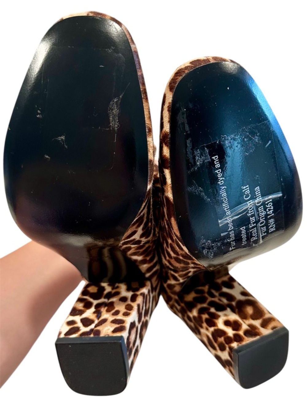 Charles David Leopard Print Block Heel Ankle Boots - Brown/Tan - Size: 9 - Picture 7 of 10